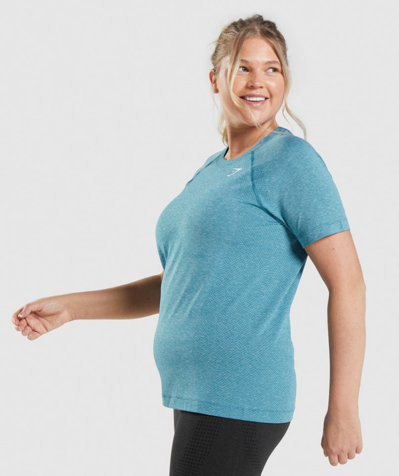 Women's Gymshark Vital Seamless 2.0 Light T-Shirts Turquoise | CA N13756